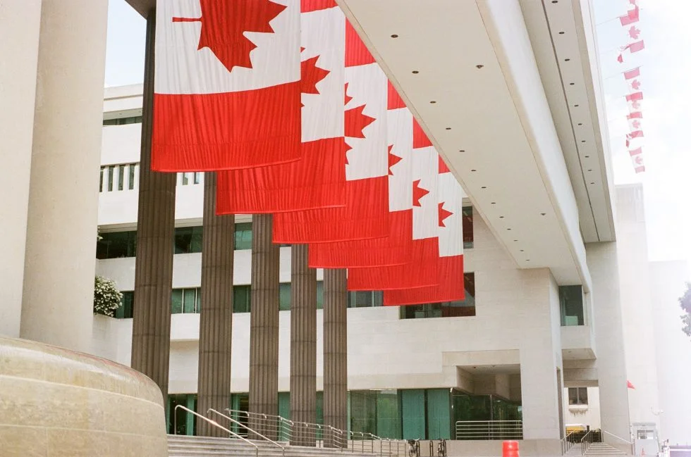 Canadian flags in government building